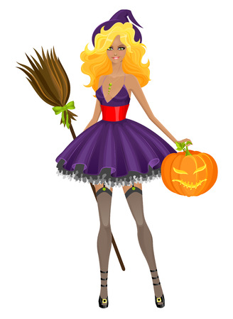 Beautiful witch with pumpkinのイラスト素材
