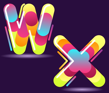 Two letters of alphabet in disco style.のイラスト素材