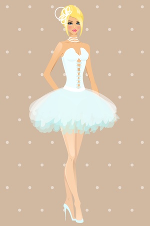 Beautiful girl in wedding dress illustrationのイラスト素材
