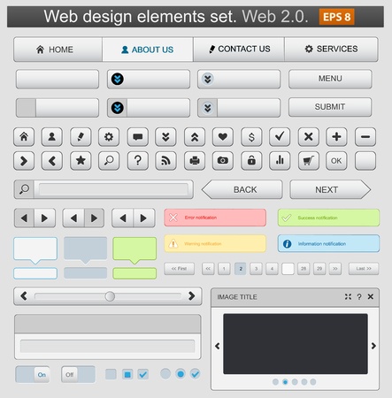 Web design elements set white.のイラスト素材