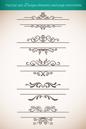 Design elements and page decorations set. Vector illustrationのイラスト素材