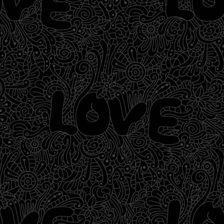 Seamless love texture with abstract flowers illustrationのイラスト素材