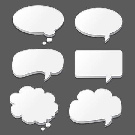 White speech bubbles set isolated on black. Vector illustrationのイラスト素材