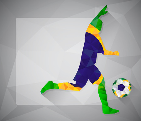 Brazilian football player with ball in triangles. Vector illustrationのイラスト素材