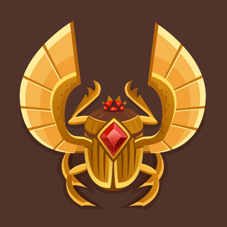 Icon golden scarab. Vector illustrationのイラスト素材