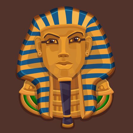 Icon golden pharaoh head. Vector illustartionのイラスト素材