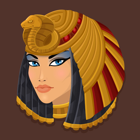 Icon portrait Cleopatra. Vector illustrationのイラスト素材