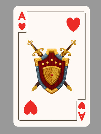 Ace of hearts playing card. Vector illustrationのイラスト素材