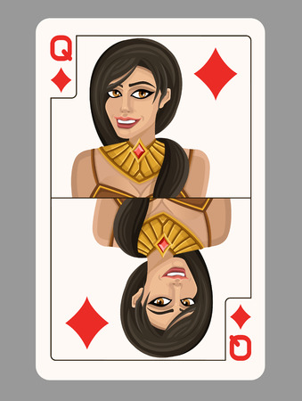 Queen of diamonds playing card. Vector illustrationのイラスト素材