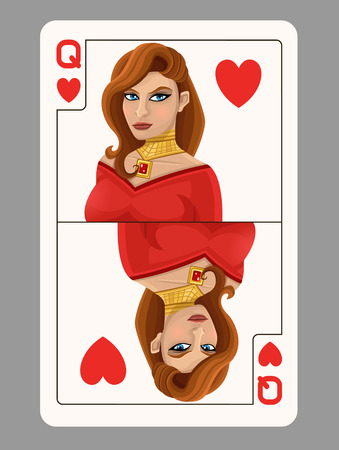 Queen of Hearts playing card. Vector illustrationのイラスト素材