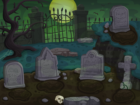 Cemetery cartoon background.のイラスト素材