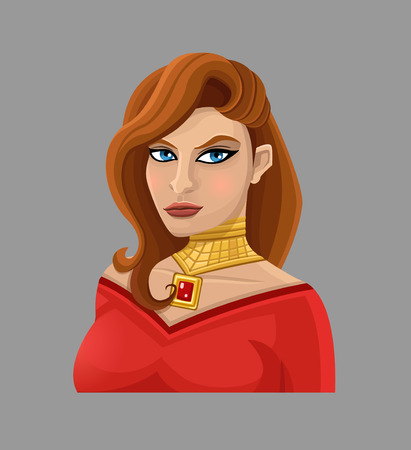 Cartoon woman in red.のイラスト素材