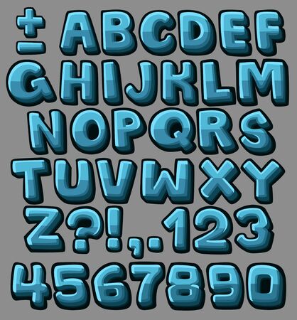 Blue cartoon alphabet.のイラスト素材