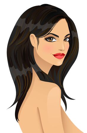 Portrait of beautiful fashionable girl. Vector illustrationのイラスト素材
