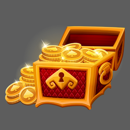 Chest of gold coins icon. Vector illustrationのイラスト素材