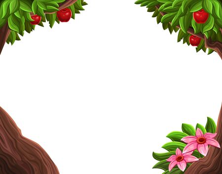 Background frame with apple tree. Vector illustrationのイラスト素材