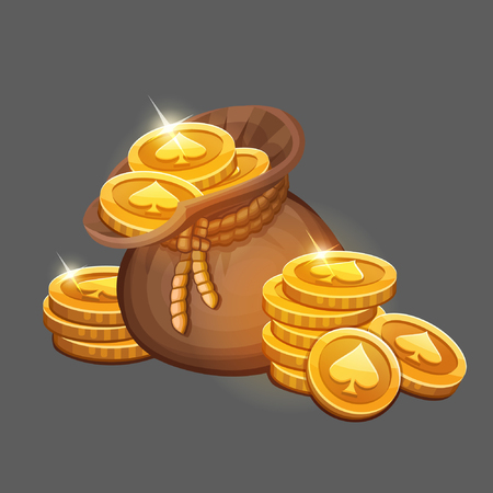 Bag of gold coins icon. Vector illustrationのイラスト素材