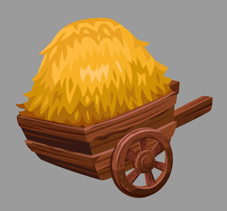 Cart with hay. Vector illustrationのイラスト素材