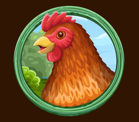 Hen icon in frame. Vector illustrationのイラスト素材