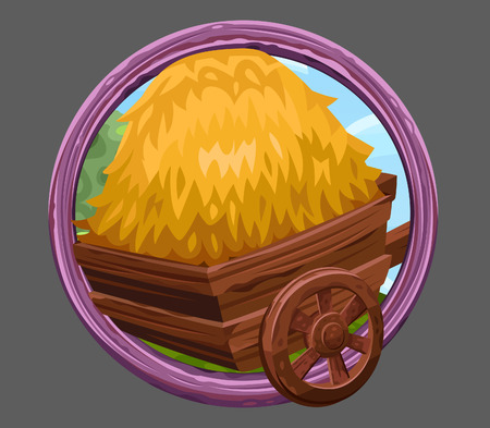 Cart with hay icon. Vector illustrationのイラスト素材