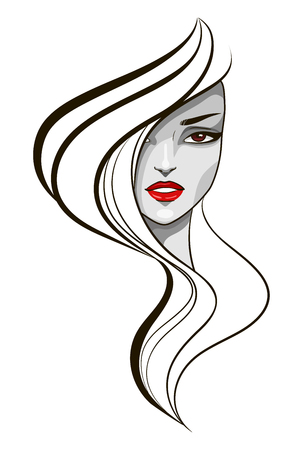Portrait of fashion girl. Beautiful young woman with long hairのイラスト素材