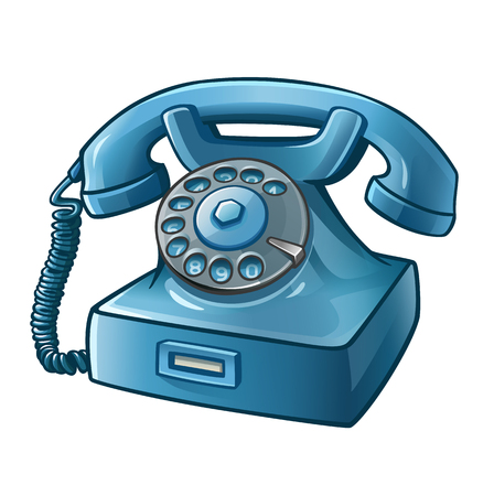Blue Retro Telephone. Vector illustrationのイラスト素材