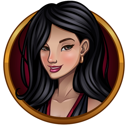 Portrait of beautiful Asian girl. Vector illustrationのイラスト素材