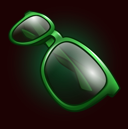 Green sunglasses isolated on dark. Vector illustrationのイラスト素材