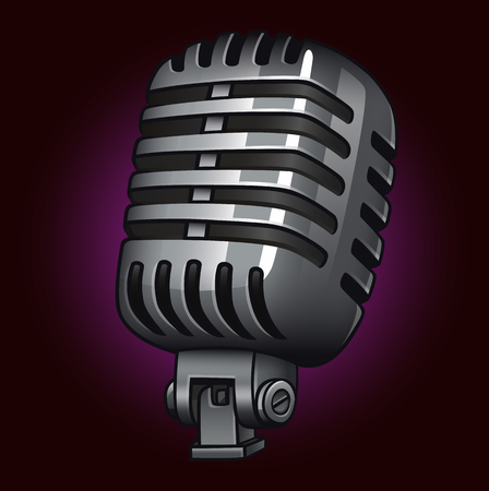 Retro microphone isolated on dark. Vector illustrationのイラスト素材