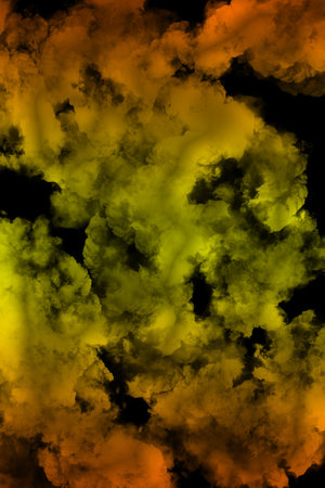 Swarm abstract sunset clouds on black backgroundの写真素材