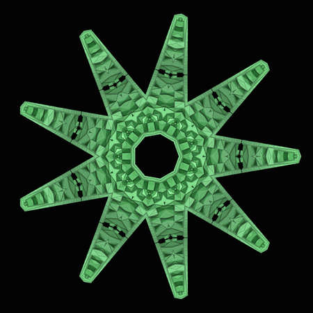 Abstract fractal computer generated composition with various geometrical shapes and colors
