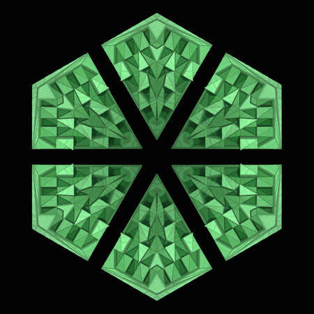 Abstract fractal computer generated composition with various geometrical shapes and colors