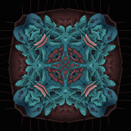 Modern design ornate ornamental texture details on black backgroundの写真素材