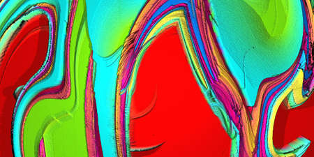 Abstract background of acrylic paints in red, blue and green tones.