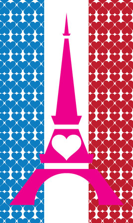 Love of pink in Paris eiffel tower design and france flagのイラスト素材