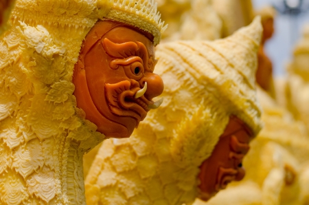 Candle wax carving, Ubonratchathani Thailandの写真素材