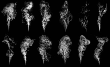 A large amount of smoke is taken  with many options available in various graphicの写真素材