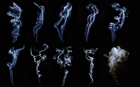 A large amount of smoke is taken  with many options available in various graphicの写真素材