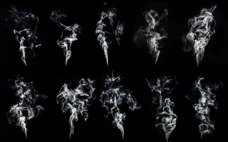 A large amount of smoke is taken  with many options available in various graphicの写真素材