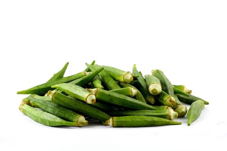 Heap of washed Okraの写真素材