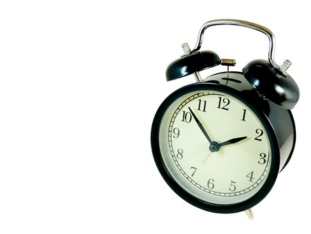 Vintage black alarm and copy space isolated on white background (with clipping path)