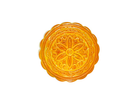 Durian mooncake isolated on white background (with clipping path)の写真素材
