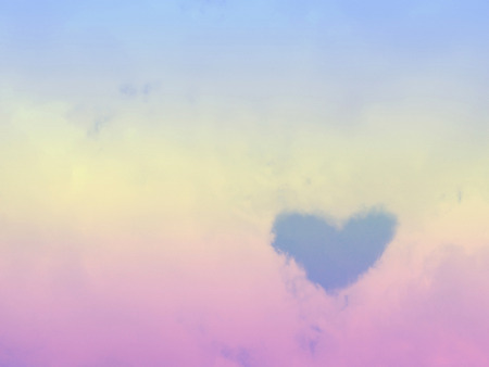 Heart shape cloud on blue sky. Love concept. Copy space.の写真素材