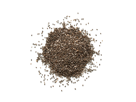 Chia seeds isolated on white background. Top view.の写真素材