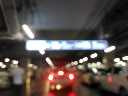 Blurred car park or parking lot and traffic congestion in shopping mallの写真素材