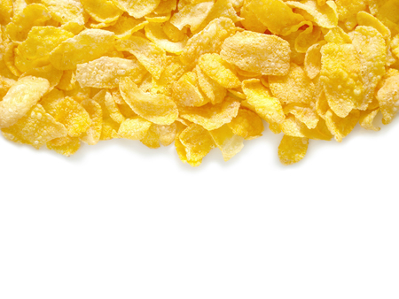 Cornflakes breakfast cereal background. Top view. Healthy breakfast concept.