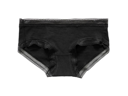Black sexy women's panties underwear isolated on white background.