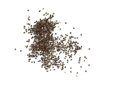 Chia seeds isolated on whiteの写真素材