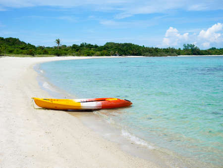 Colorful kayak on the beach on a sunny day in Koh Mudsumの写真素材