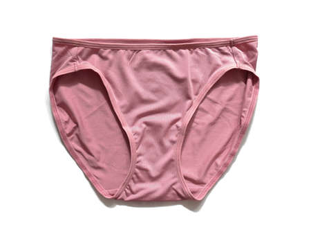 Pink sexy women's panties underwear isolated on white background.の写真素材